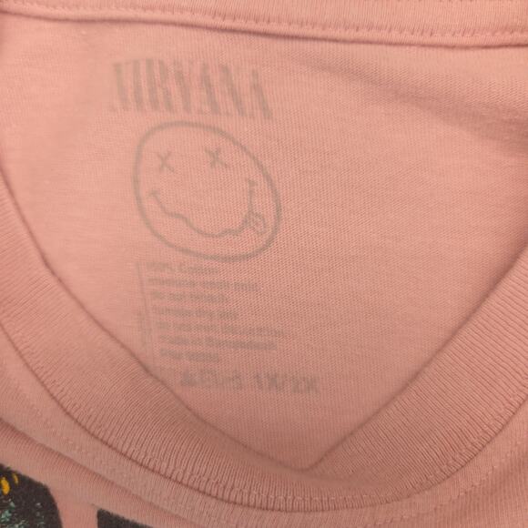 Nirvana Band Crew Neck Short Sleeve T Shirt Womens Size Extra Large XL Pink - Picture 3 of 9